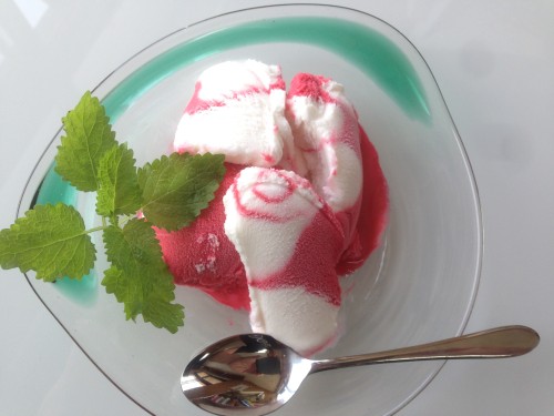 ブルーシールの沖縄県産アテモヤ＆アセロラフレーバーのアイスクリーム写真