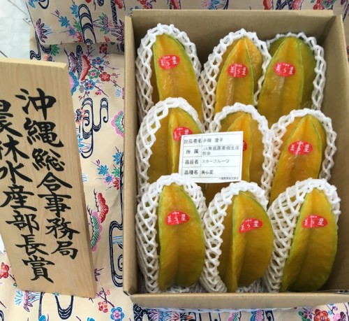 花と食のフェスティバル2018で展示された美ら星品種のスターフルーツ